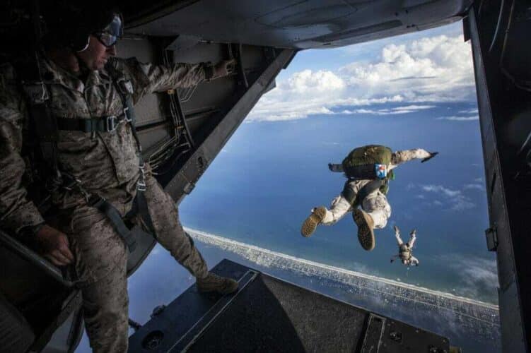Image of Army personnell jumping out of an aircraft on the National Personal Training Institute website