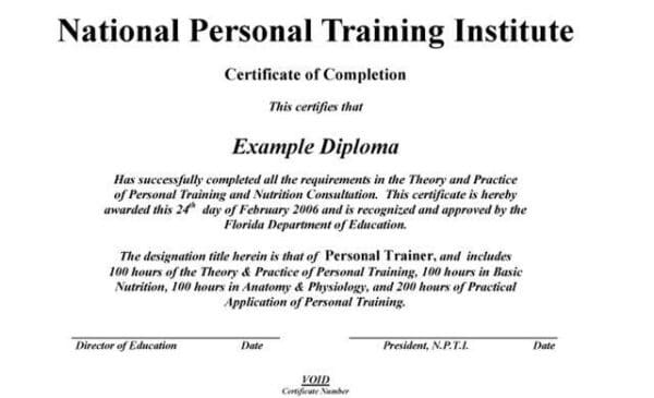 Order Diploma or Transcript image on the National Personal Training Institute website