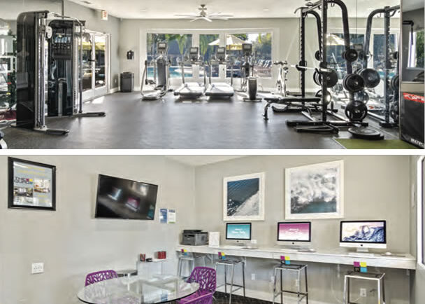 Images of a gym and office area on the National Personal Training Institute website
