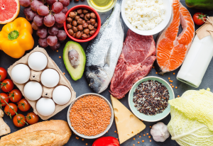 Image of different healthy foods on a table