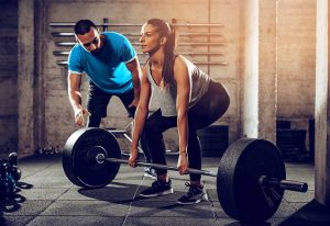 Woman doing hard exercise